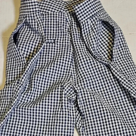 Zara Blue/ White Gingham Straight Leg Pants W Pockets Sz 2 - Picture 5 of 9